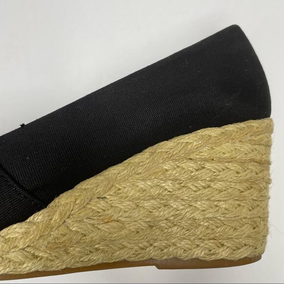 CHAPS Canvas Espadrille Wedge Womens Size 9 1/2 Black Summer Minimalist Sandal - Picture 5 of 7